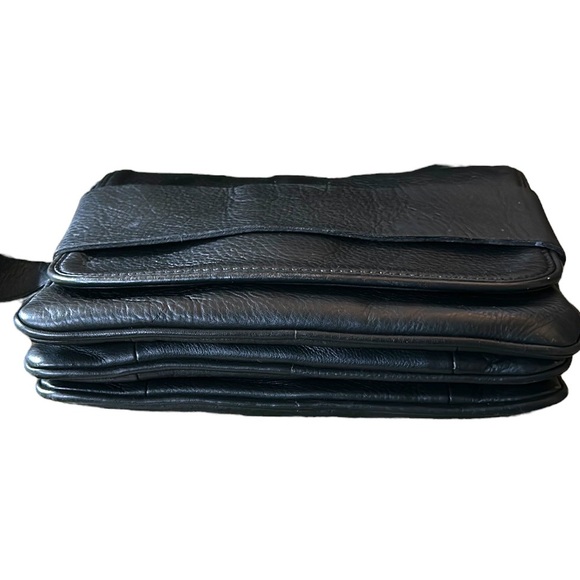 Just Female Ever Black Leather Flap Shoulder Bag Crossbody - Picture 10 of 16